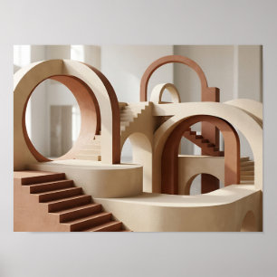 Affiche Arches et Escaliers Architecturaux Chauds Mur Mode