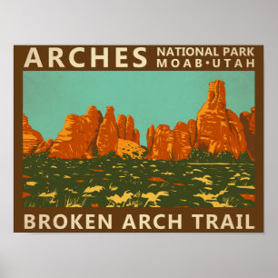 Affiche Arches National Park Utah Sentier Broken Arch Rétr
