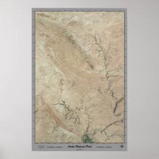 Affiche Arches National Park, Utah vu par satellite depuis