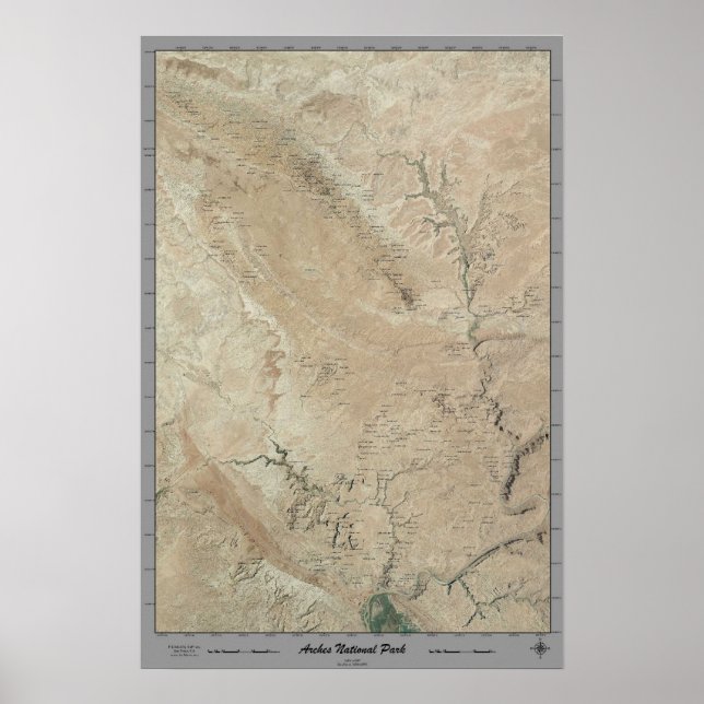 Affiche Arches National Park, Utah vu par satellite depuis (Devant)