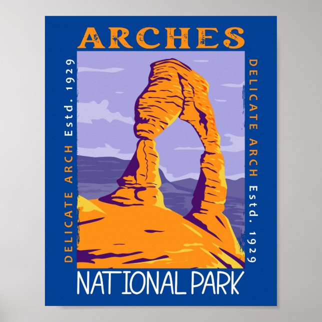 Affiche Arches Parc National Delicate Arc Vintage (Devant)