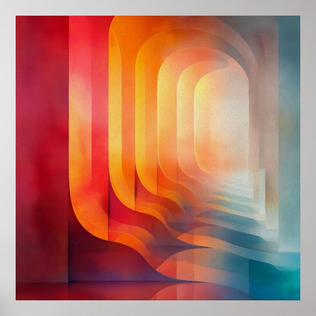 Affiche Arches Rétro Lumineuses – Abstraction de la Mi-Siè (Devant)