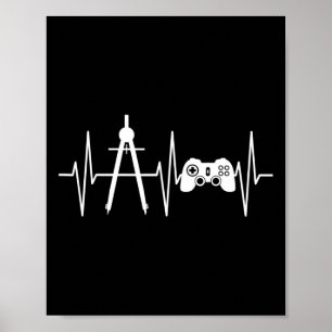 Affiche Architecte Shirt Gamer Vidéo Jeu Heartbeat Archi