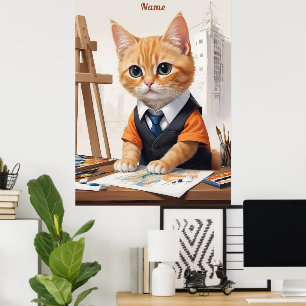Affiche Architecte sophistiqué Chat Ginger Kitten Art