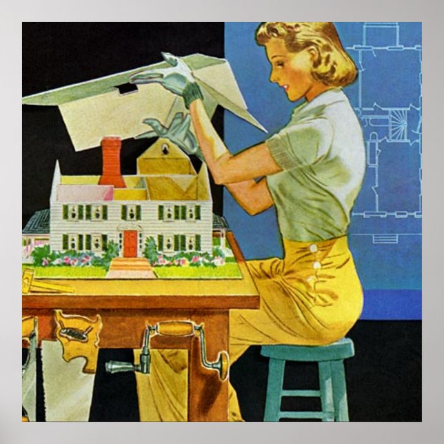 Affiche Architecte vintage Maison Miniature Plan (Devant)