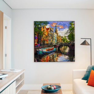 Affiche Architecture de canal enchantante d'Amsterdam en p