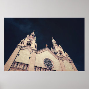 Affiche Architecture d'église sur fond sombre