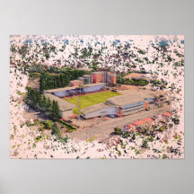 Architecture du Stade de Wrexham en aquarelle