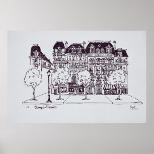 Affiche Architecture Haussmann   Champs Elysées