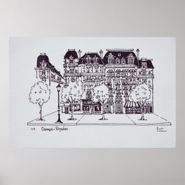 Affiche Architecture Haussmannienne | Champs Élysées (Devant)