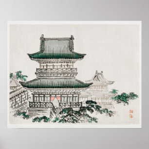 Affiche Architecture japonaise par Kōno Bairei (1844-1895)