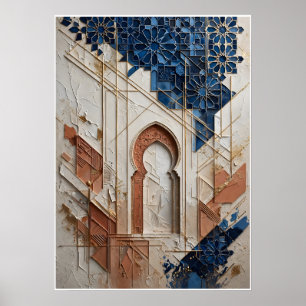 Affiche Architecture Marocaine Bleu et Ocre