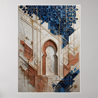 Affiche Architecture Marocaine Bleu et Ocre