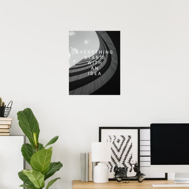 Affiche Architecture Moderne Noir & Blanc Motivationnel (Bureau à domicile)