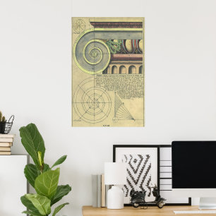 Affiche Architecture vintage ; Capital Volute par Vignola