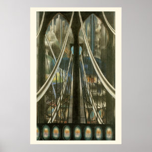 Affiche Architecture vintage de New York, pont de Brooklyn