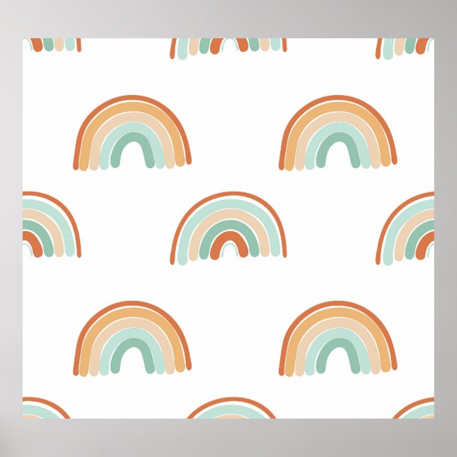 Affiche Arcs-en-ciel dessinés à la main : motif pastel san (Devant)