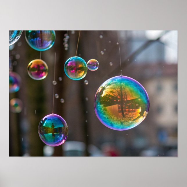 Affiche Arcs-en-ciel flottants et réflexions (Devant)