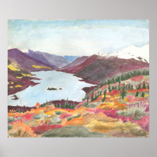 Affiche Arctic Lake en automne Aquarelle :
