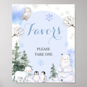 Affiche ARCTIQUE Flammes de neige Baby shower des arbres F