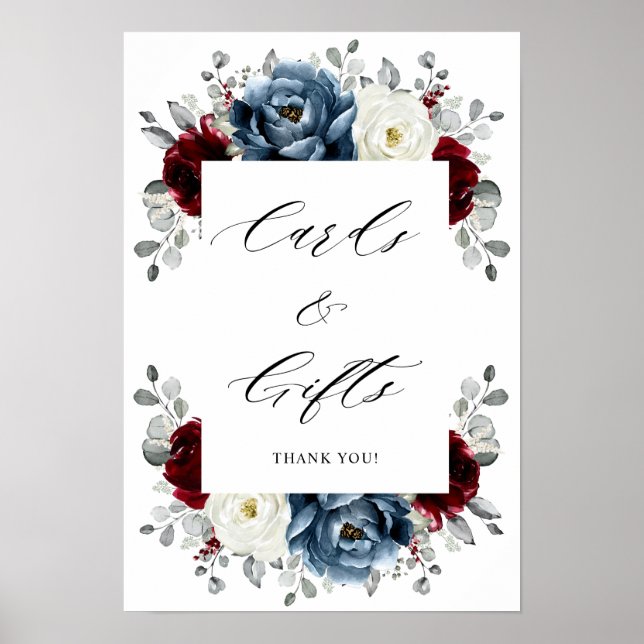 Affiche Ardoise Burgundy Blanc Ivory Boho Cartes & Cadeaux (Devant)