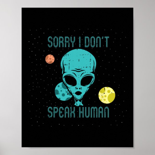 Affiche Area-51 Désolé Ne pas parler Alien humain Fun-ny H (Devant)
