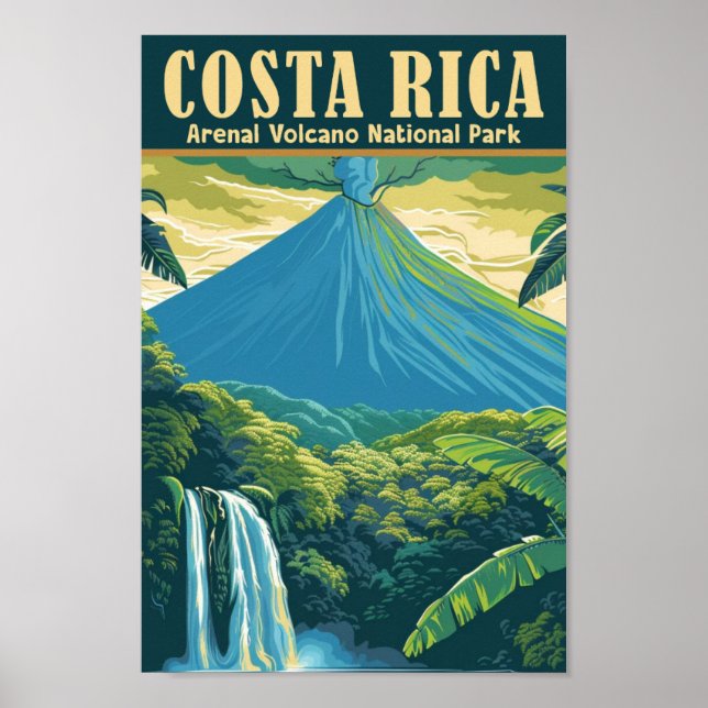 Affiche Arenal Volcano Costa Rica Vintage voyage Place (Devant)