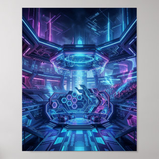 Affiche Arène d'esports néon futuriste Innovation numériqu