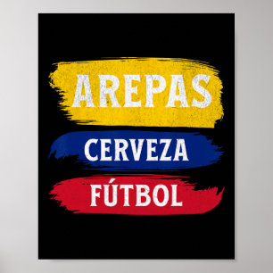 Affiche Arepas Bière Football Drapeau Équateur Football Bi