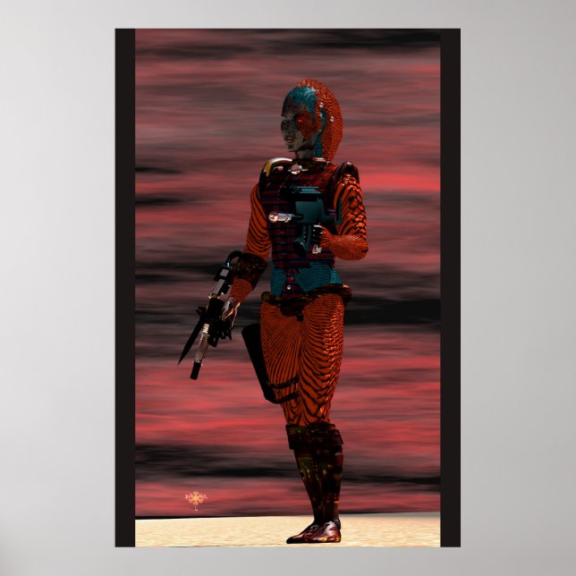 Affiche ARES CYBORG SOUS LE COUCHER DE SOLEIL DU DÉSERT Sc (Devant)