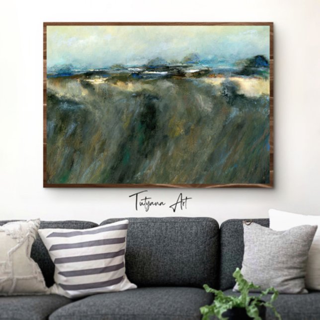Affiche Arêtes de falaises modernes Peinture paysage Abstr (Modern Cliff Edges Abstract Landscape Print mock up. Frame is illustration only and excluded.)