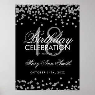 Affiche Argent 18e anniversaire Faux Parties scintillant C