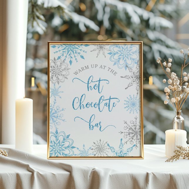 Affiche Argent bleu Réchauffez-vous à la barre de chocolat (Créateur téléchargé)