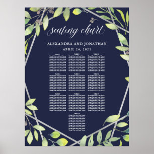 Affiche Argent Botanique moderne Mariage de look