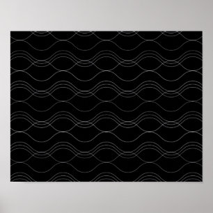 Affiche Argent, élégant, cool, moderne, simple motif ondul