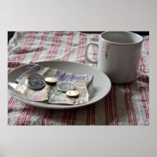 Affiche argent et café