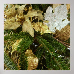 Affiche Argent et or Noël Arbre II