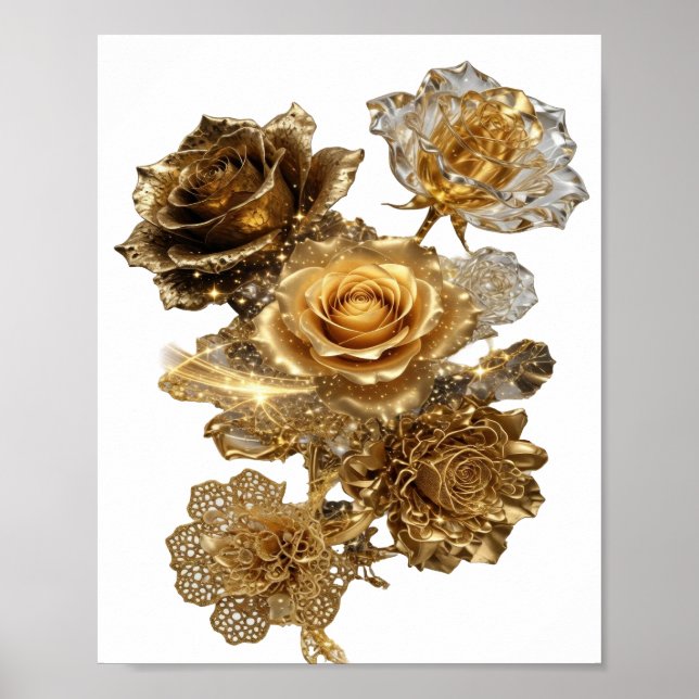 Affiche Argent propre ROSES DORÉES (Devant)