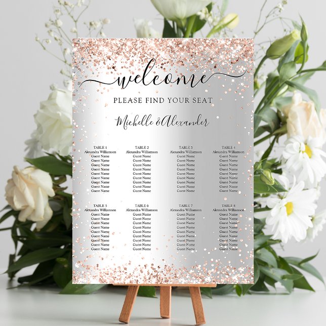 Affiche Argent rose mariage en or (Créateur téléchargé)