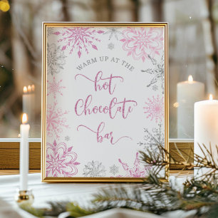 Affiche Argent rose Réchauffez-vous à la barre de chocolat