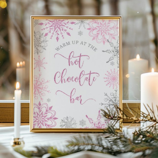 Affiche Argent rose Réchauffez-vous à la barre de chocolat (Créateur téléchargé)