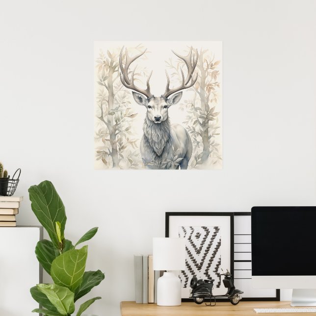 Affiche Argent Spirit Animal Stag (Bureau à domicile)