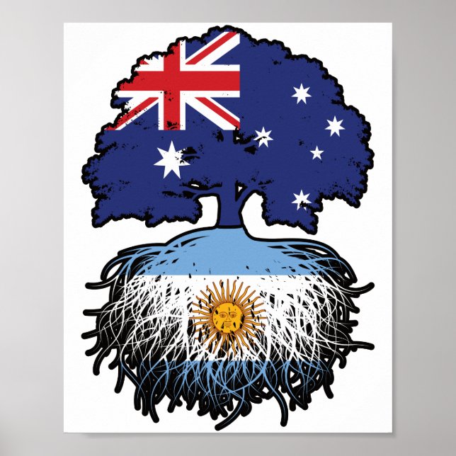 Affiche Argentine Argentine Australie Australie racine arb (Devant)
