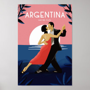 Affiche Argentine mar del plata tango vintage