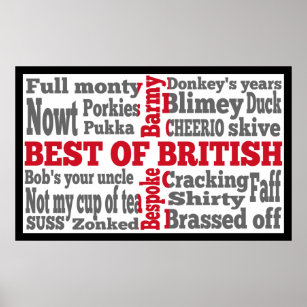 Affiche Argot anglais sur le drapeau de la Grande-Bretagne