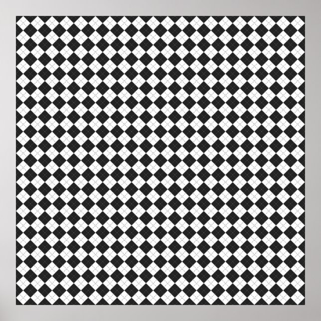 Affiche Argyle plaid. Scottish pattern in white and black  (Devant)