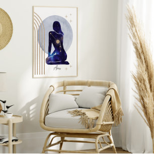 Affiche Aries Zodiac Feminine Blue Design