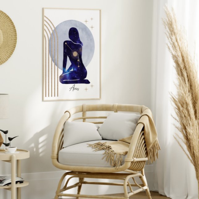 Affiche Aries Zodiac Feminine Blue Design (Créateur téléchargé)