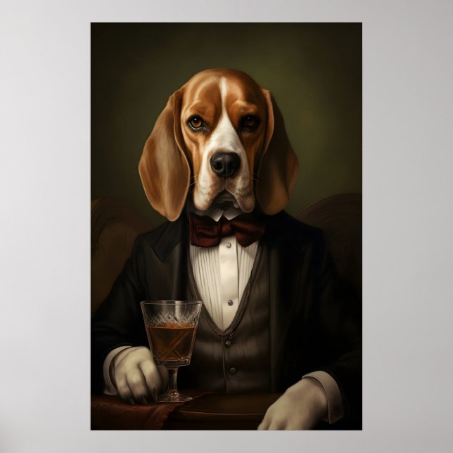 Affiche Aristocratic Beagle Print, Funny Renaissance Dog (Devant)