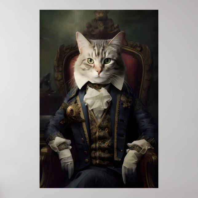 Affiche Aristocratic Cat Portrait, Funny Renaissance Wall (Devant)